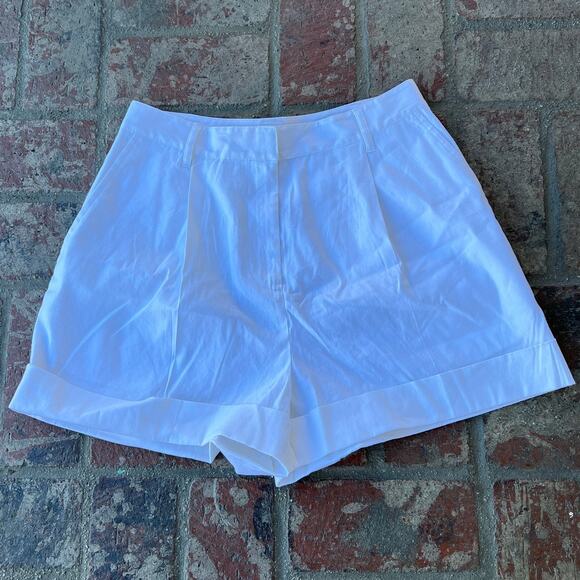 Rag &. Bone White Shorts Cuffed Pockets Belt Loops High Waisted Size 6 - Picture 1 of 3